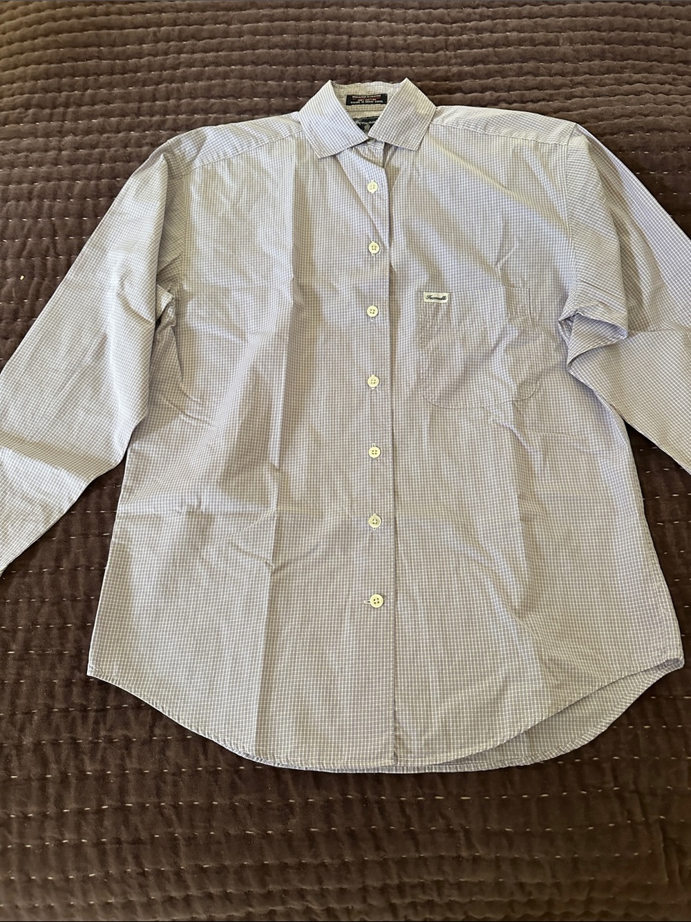 Faconnable womens Light mauve/purple Check Button-Down Dress Shirt